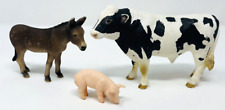 Lot 3 Schleich Farm Animals Holstein Bull Cow Donkey Baby Piglet Pig picture