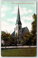 Original Vintage Antique Postcard First Presbyterian Church Topeka Kansas 1910 picture