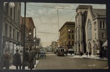 Postcard Vintage Adams Street Toledo Ohio Church Trolley People 1910 picture