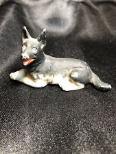 Vintage Miniature Ceramic Chalk Ware Laying Dog German Shepherd picture