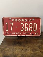 VTG 1963 Georgia Peach State License Plate RED Whitfield County 17•3680 picture