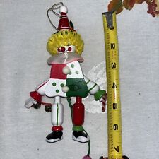 Vtg 1988 Kurt Adler Wood Clown Pull String Christmas Ornament Approx 6.5” Tall picture