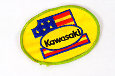 Vintage 1980s Kawasaki Motorcycles 1 US Flag Oval Patch Yellow Green picture
