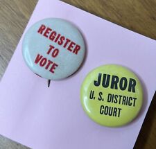 Vintage Political Pins Buttons Register to Vote Pin US District Court Juror picture