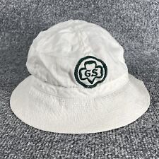 VINTAGE 50s Girl Scout Bucket Hat Cap Uniform 1950s 60s White Cotton Rare picture