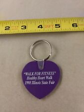 Vintage WALK FOR FITNESS Heart Keychain Key Chain Key Ring Fob Hangtag *QQ76 picture