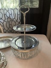 RARE Gorgeous vintage serving tray w/ Connecting Glass Serving Bowl and Platters picture