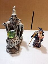 2 Resin Wizards, Both Have Crystals Larger On His Cauldron, Smaller On His Staff picture