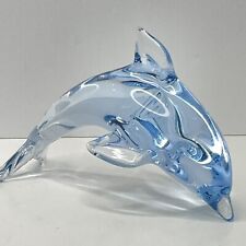 Dolphin Art Glass Paperweight Figure Blue Clear Ocean Nautical Decor Decorative picture