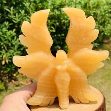 1pc Natural Yellow Calcite Quartz Carved Angel Crystal Skull Reiki Healing Decor picture