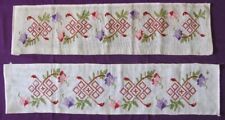 19C. ANTIQUE SET OF 2 HANDMADE EMBROIDRED COTTON MOTIFS picture