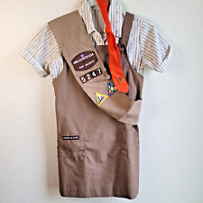 Vintage Girl Scout Brownie Jumper Dress Sz 10 Orange Tie Shirt Sash 1-300 1-301 picture