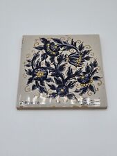 Vintage Blue Italian Ceramic Tile Hand Crafted In Deruta Italy 6