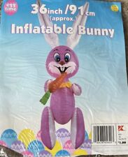 Inflatable Big YellowEaster Bunny 36” Rabbit Carrot Easter Vintage picture