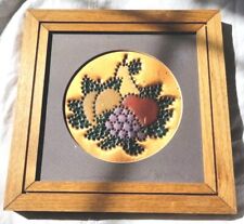 Vtg Framed Painted Signed Punched Copper Fruit Art Copper Plaque 9