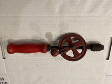 Antique Vintage Hand Crank -Hand Drill Egg Beater Style - Red Wood - Works Great picture
