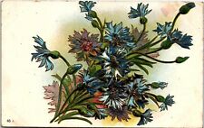 c1900s Botanical Flower Bouquet Postcard Blue Floral Posted Stamp Divided Back picture