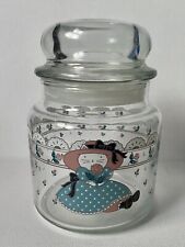 Vintage 1988 CHD Anchor Hocking Country Cat Glass Jar - Small - Farmhouse - USA picture