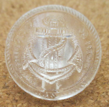 1-Czech Glass Backmarked German Navy Anchor on a Round Clear Button #04-24.10mm picture