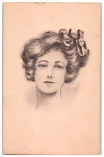 Postcard Vintage 1908 Artist-Signed by Cobb Shinn Beautiful Young Lady Drawing picture