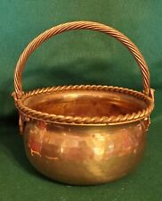 Solid Hammered Brass Twisted Handled Embellished Bowl picture