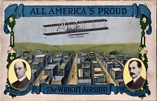 Orville & Wilbur Wright Airship All America's Proud Airplane Postcard picture