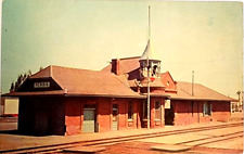 Vintage 1960s Perris, California Postcard Santa Fe Railroad Station Train Depot picture