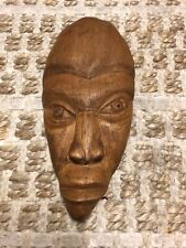 Vintage African Tribal Wood 9” Face Mask Hand Carved Wall Decor picture