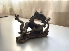 Vintage Dancing Dragon With Ball Statue Brass picture