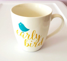 Pfaltzgraff Coffe Cup Mug Early Bird Ceramic Blue Bird Design Yellow Lettering picture