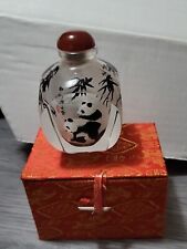 Vintage Chinese Reverse Painted Snuff Bottle w/Panda Bears picture