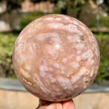 398G Natural pink cherry blossom agate geode Quartz ball carved Crystal sphere picture