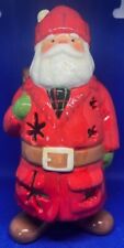 Hallmark Christmas Santa w/ Backpack Porcelain Figurine Tealight Candle Holder picture