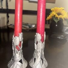 VINTAGE  Pair Of 1990 Seagull Pewter Canada Candle Stick For Taper Candle 3-1/2” picture