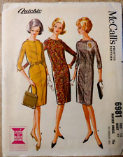 Vtg. 1963 McCalls #6981 Misses Slim Four Panel 3/4 sleeve Dress Sz 12 Bust 32 picture