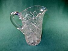 Vintage Water Pitcher, Thick Prescut Crystal, Pinwheels & Shapes Pattern, #AA06 picture