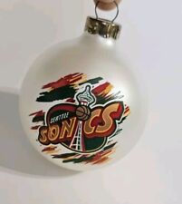 Vintage Seattle Sonics Christmas Ornament round matte white w logo NBA picture