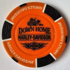 DOWN HOME HARLEY-DAVIDSON Burlington NC Orange/Black Signature Poker Chip picture