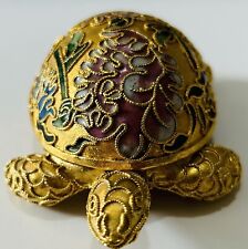 Vtg Cloisonne  Turtle Enamel Figurine Gold Wire 3.25