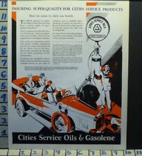 1928 CITIES SERVICE OIL MOTOR AUTO CAR ART FLAPPER RED TOUR VINTAGE AD M30 picture