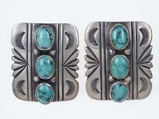 Vintage Southwestern sterling turquoise howlite clip-on earrings picture