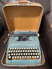 Vintage Smith Corona Silent Super Typewriter Blue Green with Tan Carrying Case picture