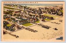 1955 BEACH HAVEN NJ BALDWIN HOTEL AERIAL VIEW SHIP BOTTOM POSTMARK POSTCARD picture