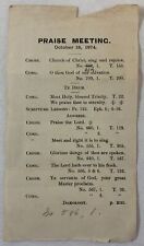 October 18, 1874 PRAISE MEETING program ~ unknown location picture