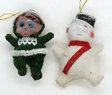 VTG Miniature Mini Plastic Xmas Figures Decor Elf Snowman Christmas Ornament picture