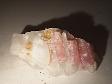 Pastel Pink tourmaline on snowy white quartz matrix picture