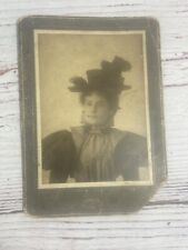 Antique Cabinet Card Photo Young Lady In Grand Hat & Puffy Sleeves -Jackson, MS picture