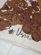 Vtg 60s VERA Tea Towel Linen Brown Golden Flowers +tag VERA w/ Ladybug MCM picture
