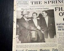 THE MASTERS TOURNAMENT Sam Snead Wins Golf Major at Augusta GA 1954 Newspaper picture