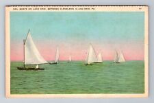 Cleveland OH- Ohio, Sail Boats On Lake Erie, Antique, Vintage Souvenir Postcard picture